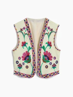 Embroidered Floral Vest
