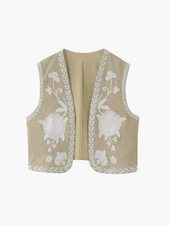 Embroidered Floral Vest