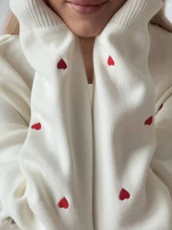Embroidered Heart Oversized Knit Sweater