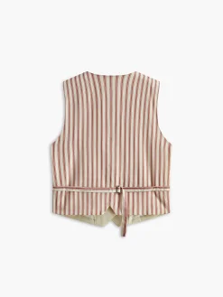 Embroidered Sleeveless Belted Back Vest