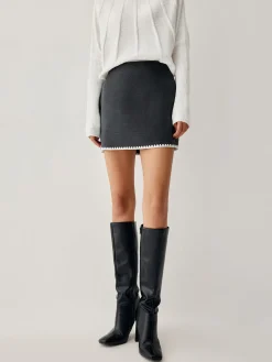 Embroidered Trim Mini Skirt