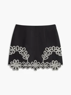 Embroidery Sleeveless Zipper Skirt Set