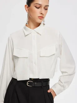 Fair And Square Collared Crop Shirt