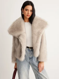Faux Fur Button Wool Coat