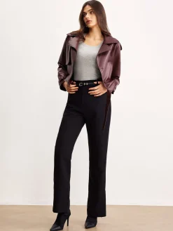 Faux Leather Belted Short Jacket