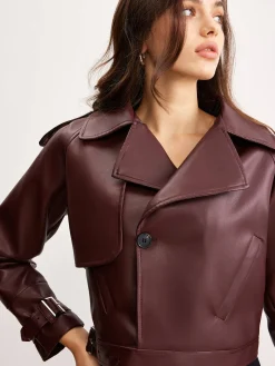 Faux Leather Belted Short Jacket