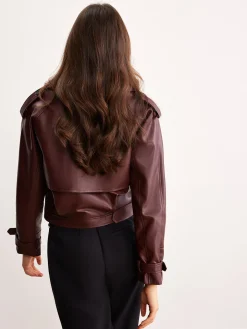 Faux Leather Belted Short Jacket