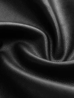 Faux Leather Buckle-Belted Jacket