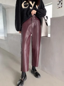 Faux Leather Cropped Pants
