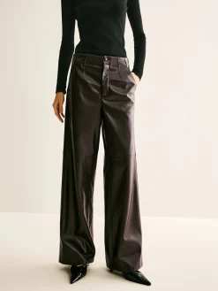 Faux Leather Mid Waist Pants