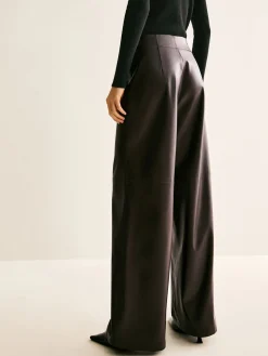 Faux Leather Mid Waist Pants