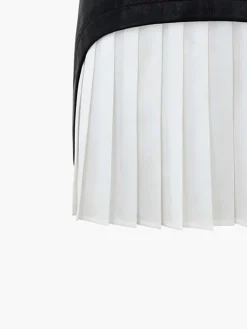 Faux Leather Patchwork Pleated Mini Skirt