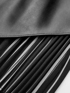 Faux Leather Pleated Panel Skirt