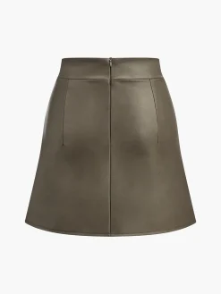 Faux Leather Pleated Skirt