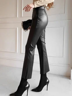 Faux Leather Skinny Cropped Pants