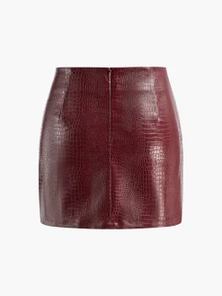 Faux Leather Textured Mini Skirt