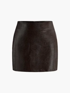 Faux Leather Textured Mini Skirt