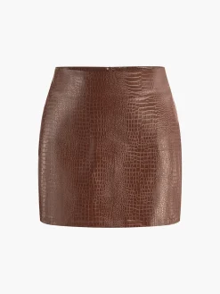 Faux Leather Textured Mini Skirt
