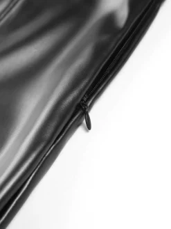 Faux Leather Zippered Flare Pants
