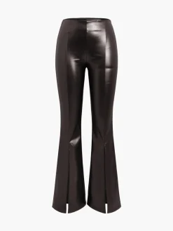 Faux Leather Zippered Flare Pants