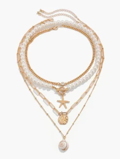 Faux Pearl Shell Beach Style Necklace