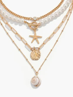 Faux Pearl Shell Beach Style Necklace
