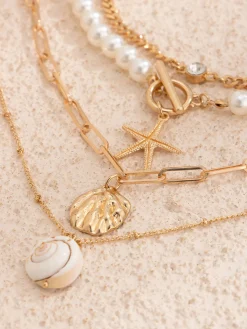 Faux Pearl Shell Beach Style Necklace