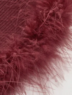 Feather Trim Wool-Blend Slim Sweater