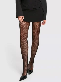 Fishbone-Pattern Sheer Tights
