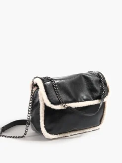 Flap Textured Fleece Shoulder Bag