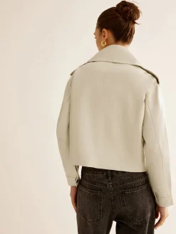 Flap-Pocket Faux Leather Jacket