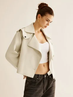 Flap-Pocket Faux Leather Jacket