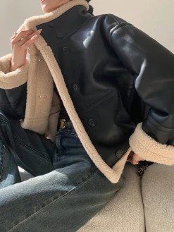 Fleece Lined Faux Leather Jacket