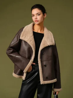 Fleecing PU Leather Warm Jackets