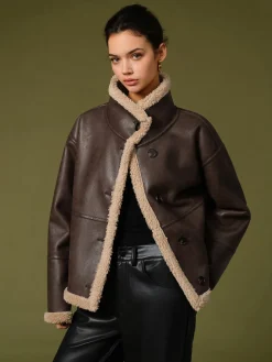 Fleecing PU Leather Warm Jackets