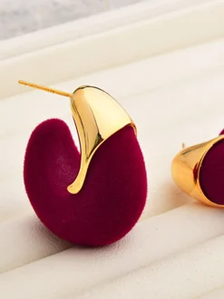 Flocked Hoop Stud Earrings