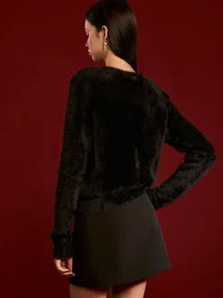 Floral Button Fuzzy Cardigan