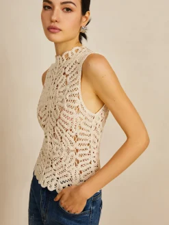 Floral Crochet Hollow Out Sweater Vest