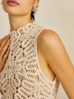 Floral Crochet Hollow Out Sweater Vest