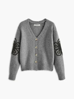 Floral Detail V-Neck Cardigan