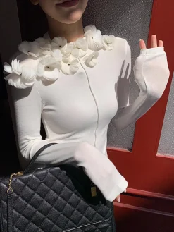 Floral Embroiled Piping Blouse