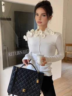 Floral Embroiled Piping Blouse