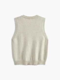 Floral Embroiled Pockets Knit Vest