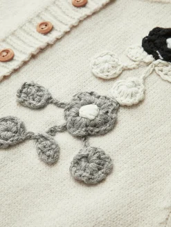 Floral Embroiled Pockets Knit Vest