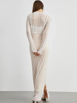 Floral Lace Textured Bolero Two Piece Long Dress