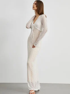 Floral Lace Textured Bolero Two Piece Long Dress