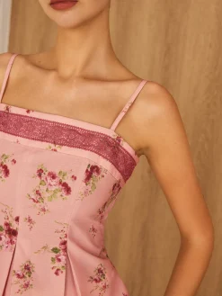 Floral Lace Trim Cami Top