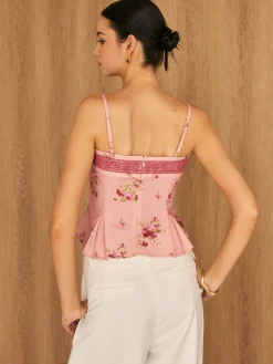 Floral Lace Trim Cami Top