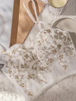 Floral Mesh Lace Crop Corset Top