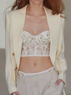 Floral Mesh Lace Crop Corset Top